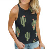 Fashion Womens Ladies Cactus Printed Sleeveless Halter Camis Tank Tops Loose Tee Camisole Female Femme Vest Sexy Summer Clothes