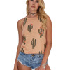 Fashion Womens Ladies Cactus Printed Sleeveless Halter Camis Tank Tops Loose Tee Camisole Female Femme Vest Sexy Summer Clothes