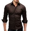 2018 Brand Fashion Male Shirt Long-Sleeves Tops Slim Casual Solid Color Mens Dress Shirts Slim Men Shirt 3XL