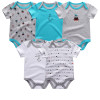 5PCS/LOT Unisex Top Quality Baby Rompers Short Sleeve Cottom O-Neck 0-12M Novel Newborn Boys&amp;Girls Roupas de bebe Baby Clothes