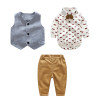 Newborn Boy Clothing Sets Cotton Gentleman 2018 Autumn Spring Fashion Plaid Rompers + Jeans + Vest Baby Clothes 0-24M