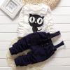 Baby Boy Clothes 2017 Spring Autumn OWL Print Long T-Shirt T-shirt Tops + Overalls Pants 2PCS Outfits Kids Bebes Jogging Suit