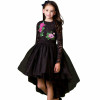 Girls Party Dress Princess Costume 2017 Brand Kids Dresses for Girls Clothes Flower Embroidery Children Black Lace Dress Vestido