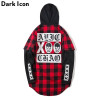 Printed Curved Hem Flannel Plaid Hoodies Men 2017 Winter New Patchwork Sleeve Men's Hoodie Red Grey