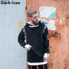 DARKICON Patchwork Ribbon Long Design Hoodies Men Women 2017 Winter Streetwear Loose Style Hip Hop Men's Sweatshirts 