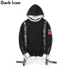 DARKICON Patchwork Ribbon Long Design Hoodies Men Women 2017 Winter Streetwear Loose Style Hip Hop Men's Sweatshirts 