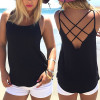 High Quality Women Summer Soild Colors Sleeveless Spaghetti Strap Solid Hollow Out Thin Cool Loose Charming Sun-Top Sexy Vest