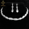 TREAZY Silver Color Wedding Jewelry Set Sparkly Rhinestone Crystal Twisty Choker Necklace Earrings Set Charm Bridal Jewelry Set