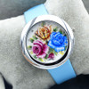 Shsby Brand flowers Leather Strap Watches Women Dress Watch girl Casual Quartz wristwatch Lady Rhinestone Quartz bracelet Watch