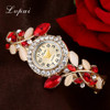  Lvpai Fashion Vintage Women Dress Watches Colorful Crystal Women Bracelet Watch Wristwatch Casual Gift Dress Clock Red Watches