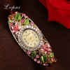 Lvpai Fashion Gold Watches Bracelet Watch Women Flower Gemstone Classic Alloy Wristwatch Women Dress Watches New Quartz Watch