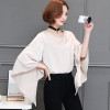 2017 Spring Summer big size big flare sleeve O neck satin shirts women casual loose satin chiffon blouses lady satin silk tops