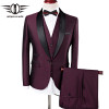 Plyesxale Men Suit 2018 Wedding Suits For Men Shawl Collar 3 Pieces Slim Fit Burgundy Suit Mens Royal Blue Tuxedo Jacket Q83