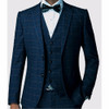 Dark Blue Check Men Suit Tailored Plaid Suits For Men, Mens Checkered Suit Gingham Tuxedo, Elegant Plaid Business Casual Suit