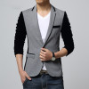 2022 Mens Blazer Jacket Patchwork Curdoruy Sleeve Single Button Business Casual Suit Korean Suits for Men