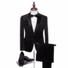 Classic Black Shawl Lapel Black Velet Groom Suits Custom Men Suits Wedding/Prom/Dinner Groom Tuxedos (Jacket+Pant+Bowtie)