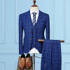  (Jacket+Vest+Pants) 2018 High quality Men Suits Fashion grid stripe Men's Slim Fit business wedding Suit men Wedding suit