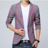 2017 Men's Blazer Suit Jacket Fashion Man Plaid Blazer Style Casual Single Button Military Blazer Men Slim Fit Grid Suits Coats