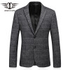 Plyesxale 2018 New Arrival Woolen Blazer For Men Slim Fit Gray Men's Wool Blazer Male Casual Suit Jacket Business Coat Q191