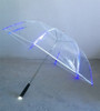 New 8 Rib Light up Blade Runner Style Changing Color LED Umbrella with Flashlight Transparent Handle Straight Umbrella Parasol