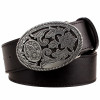 Retro women's belt metal buckle weave Arabesque pattern leather belts jeans trend punk rock strap decoration belt gift for women