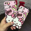 Banjolu New Hello Kitty + Screen Protector Tempered Glass Case for iPhone X 8 7 7Plus Back Cover Case for iPhone 6 6s Plus Case