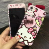 Banjolu New Hello Kitty + Screen Protector Tempered Glass Case for iPhone X 8 7 7Plus Back Cover Case for iPhone 6 6s Plus Case