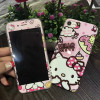 Banjolu New Hello Kitty + Screen Protector Tempered Glass Case for iPhone X 8 7 7Plus Back Cover Case for iPhone 6 6s Plus Case