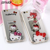 JAMULAR For iphone X 8 7 Plus Case Cartoon Mirror TPU Soft Silicon Hello Kitty Case For iphone 7 6 6s Plus Cases Ring Stand Capa