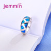 Jemmin Brand Simple Blue Opal Rings For Women And Men Fashion Wedding Party Finger Ring Accessory 925 Silver Anillos