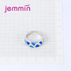 Jemmin Brand Simple Blue Opal Rings For Women And Men Fashion Wedding Party Finger Ring Accessory 925 Silver Anillos