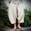 2018 summer new Chinese style linen loose thin section harem pants men's elastic waist strap fashion style pants large size