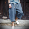 2018 summer new Chinese style linen loose thin section harem pants men's elastic waist strap fashion style pants large size