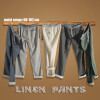 Men Pants Linen Drawstring Flax Pants Straight Full Length solid Linen Cotton Home Men's Trousers Fashion Pants Linen Size M-3XL