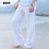 New Top quality Men's Summer Casual Pants Natural Cotton Linen Trousers White Linen Elastic Waist Straight Man's Pants