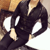 Luxury Gold Shirt Men 2017 New Long Sleeve Black White Navy Party Club Sexy Night Bar Stage Clothing Male Shirt Chemise Homme