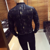 Luxury Gold Shirt Men 2017 New Long Sleeve Black White Navy Party Club Sexy Night Bar Stage Clothing Male Shirt Chemise Homme