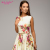 S.FLAVOR Lady party dress Spring Summer women sleeveless flowers printing vestidos Elegant casual A-line dress No Belt