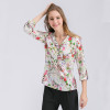 Womens New Fashion Florals Print Blouse Female Casual Long Sleeve Roll Up V Neck Chiffon Shirts Tops 2018 Spring Autumn Br366