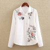 nvyou gou 2018 Floral Embroidered Blouse Shirt Women Slim White Tops Long Sleeve Blouses Woman Office Shirts plus size