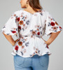 Feitong Womens Blouse Plus Size Sexy V Neck Floral Print Flare Sleeve Belted Surplice Peplum Tops Blouses blusas feminina 2018