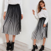 Casual Pleated Skirts Womens Spring 2018 New Fashion Chiffon Long Skirt Black And White Striped Elastic High Waist Skirt Women