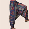 CELMIA Vintage Baggy High Elastic Waist Drop-Crotch Pantalons Women Retro Leisure Ethnic Printed Cotton Linen Long Harem Pants