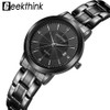 GEEKTHINK Top Luxury Brand Black Stainless Steel Quartz Watch Women Dress Ladies Wristwatch Lover's Gift Female clock