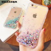 Bling Liquid Quicksand Phone Case For iPhone 7 8 Plus Shiny Love Sequin TPU Glitter Case Cover For iPhone X 5 5S SE 6 6s 7 Plus