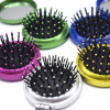 1 Pcs New Girls Portable Mini Folding Comb Airbag Massage Round Travel Hair brush With Mirror Cute Round Hair