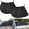2PCS Mesh Fabric Car Rear Side Window Sun Visor Shade Cover Sunshade Curtain Shield UV Protection Auto Sun Shade Black