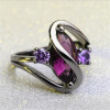 Hot Fashion Luxury Vintage Purple Zircon CZ Crystal Colorful Rings For Women Wedding engagement Jewelry stainless steel rings