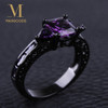 1PC New Fashion Vintage Women Purple Crystal Ring Black Gold Filled Zircon Crystal Rings Size 6-10