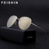 FEISHINI Brand Metal Pilot Men Sunglasses Aviators Unisex Brand Design HD Mirror 2018 Fashion Trendy Women Sunglass UVB Gradient